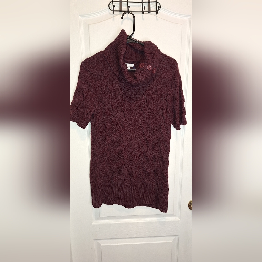 NEW YORK AND COMPANY/ PURPLE/ LARGE/ WOMENS SHORT SLEEVE SWEATER
